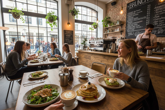 brunch at a cafe 