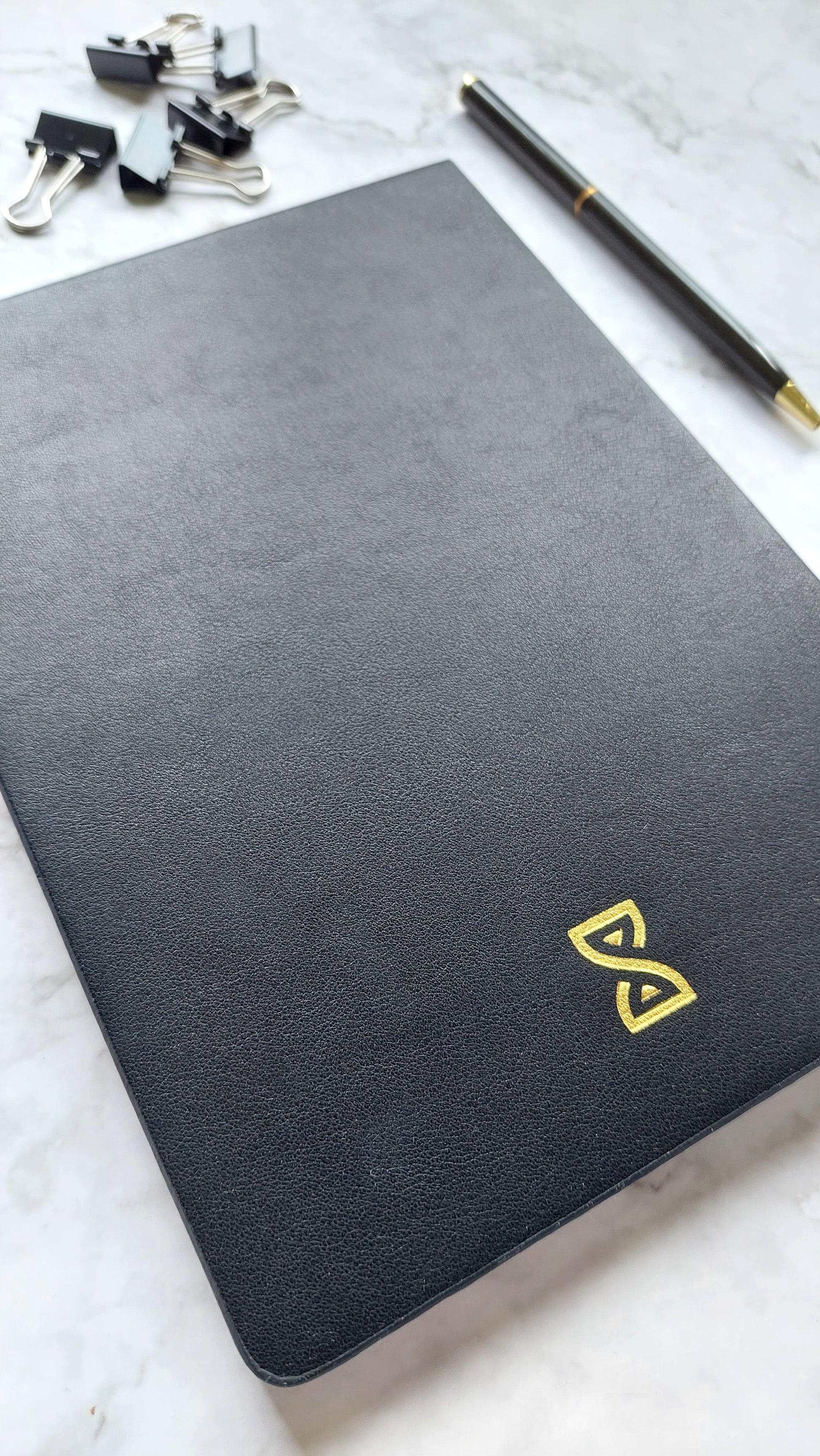 Jet Black Leather Notepad Timeless Memos